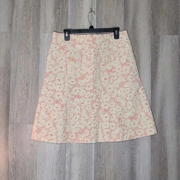 🛍Eddie Bauer Cream Pink Floral Cotton A Line Skirt Womens Size 10 - Picture 2 of 10